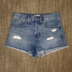 Madewell Women's Denim Jean Shorts Distressed High-Rise Relaxed Frayed Size 27